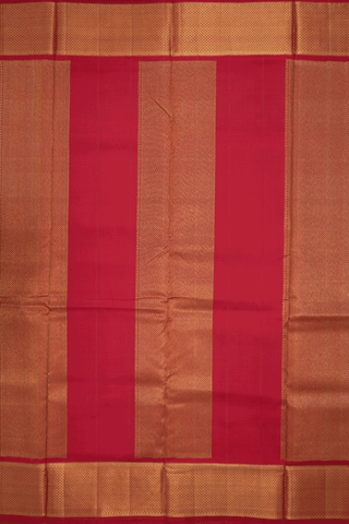 Diamond Border Plain Red Nine Yards Silk Saree