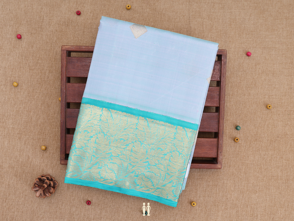 Diamond Buttas Blue Kanchipuram Silk Pavadai Sattai Material
