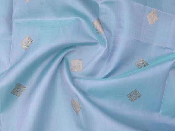 Diamond Buttas Blue Kanchipuram Silk Pavadai Sattai Material