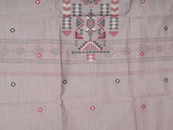 Diamond Buttas Dusty Brown Linen Unstitched Salwar Material