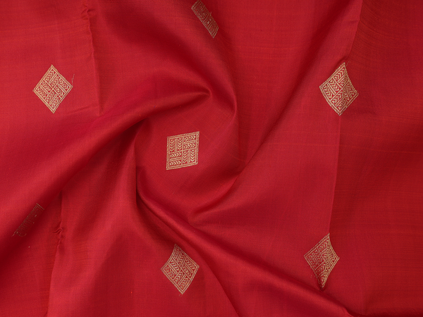 Diamond Buttas Red Kanchipuram Silk Pavadai Sattai Material