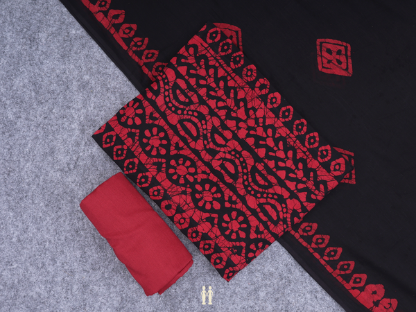 Diamond Design Black Cotton Unstitch Salwar Material
