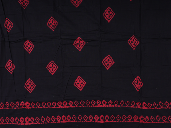 Diamond Design Black Cotton Unstitch Salwar Material