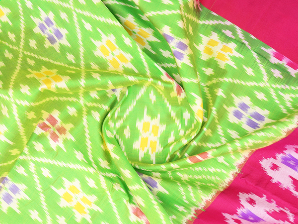 Diamond Design Green Pochampally Pavadai Sattai Material