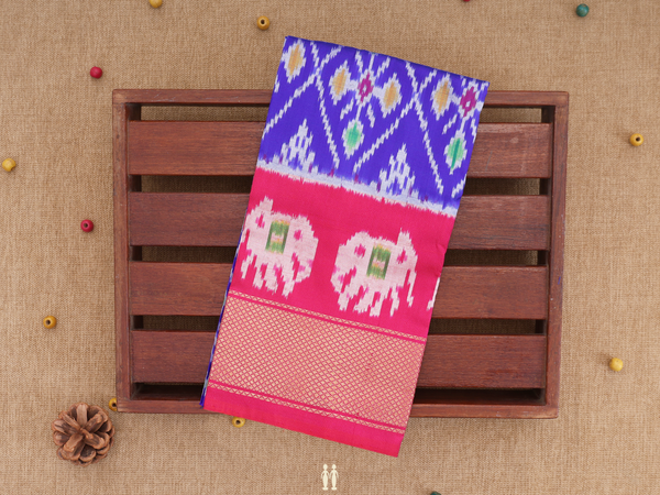 Diamond Design Indigo Blue Pochampally Pavadai Sattai Material