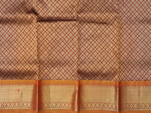 Diamond Design Maroon Kanchipuram Pavadai Sattai Material