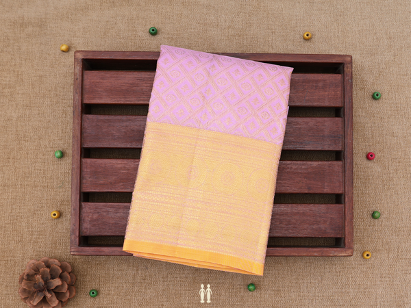 Diamond Design Pink Kanchipuram Silk Pavadai Sattai Material