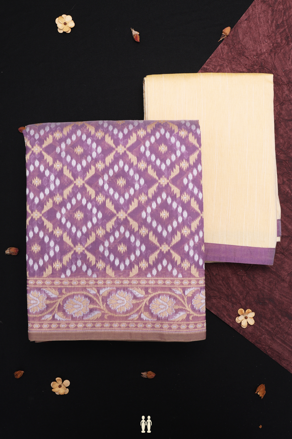 Diamond Design Purple Kota Half Saree Material