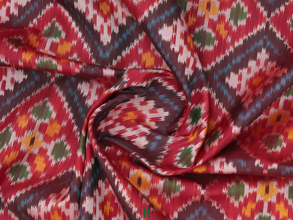Diamond Design Red Pochampally Silk Blouse Material