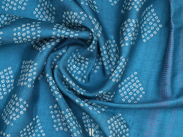 Diamond Design Teal Blue Tussar Silk Blouse Material