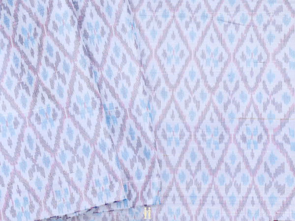 Diamond Design White Raw Silk Blouse Material