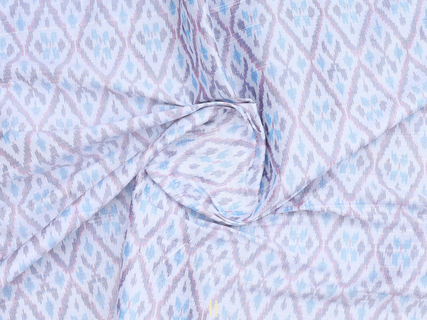 Diamond Design White Raw Silk Blouse Material