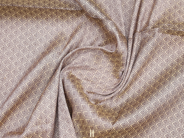 Diamond Design Yellowish Beige Kanchipuram Blouse Material