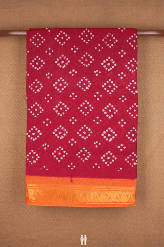 Diamond Printed Buttas Ruby Red Sungudi Cotton Saree