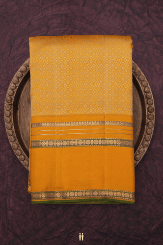 Diamond Threadwork Buttis Yellow Kanchipuram Silk Saree