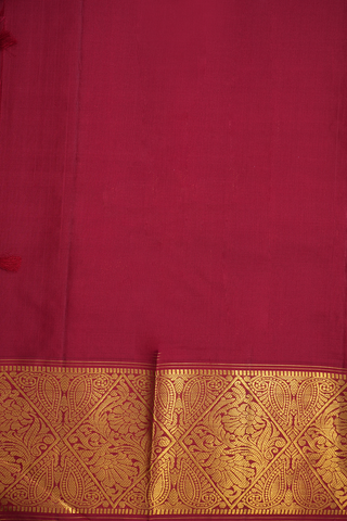 Diamond Threadwork Design Yellow Kanchipuram Silk Saree
