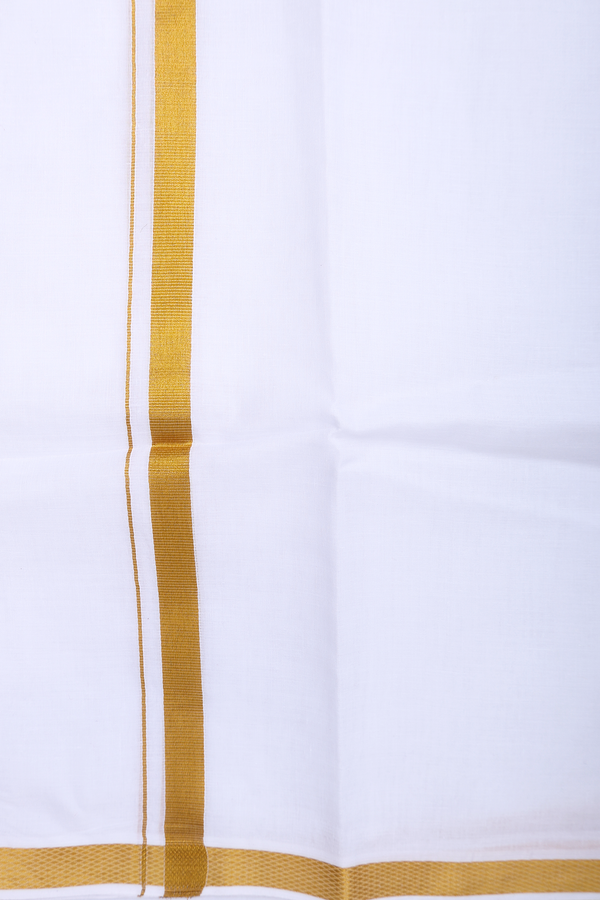 Diamond Zari Border Off White Cotton Adjustable Velcro Dhoti