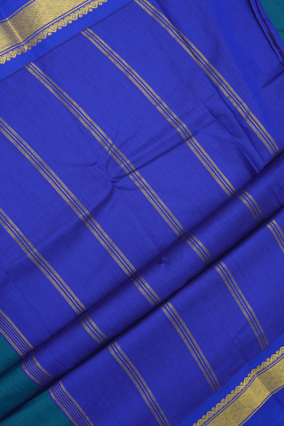 Diamond Zari Border Plain Peacock Green Apoorva Cotton Saree