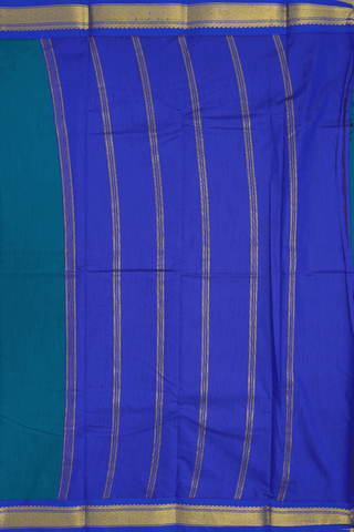 Diamond Zari Border Plain Peacock Green Apoorva Cotton Saree