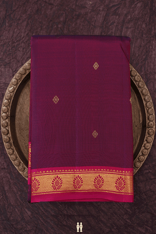 Diamond Zari Buttis Mulberry Red Kanchipuram Silk Saree