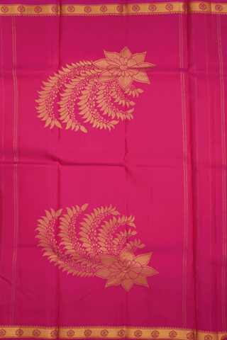 Diamond Zari Buttis Mulberry Red Kanchipuram Silk Saree