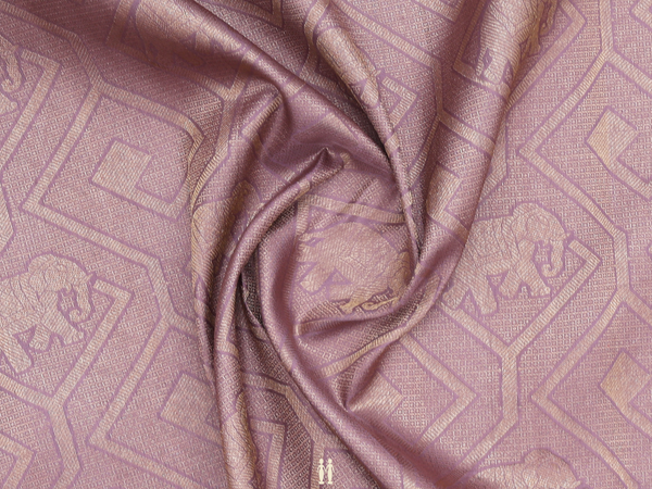 Elephant Design Rose Brown Kanchipuram Silk Blouse Material