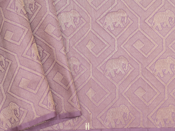 Elephant Design Rose Brown Kanchipuram Silk Blouse Material