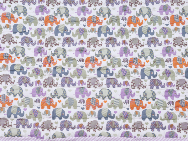 Elephant Printed Design White Cotton Single Kids Bedspread