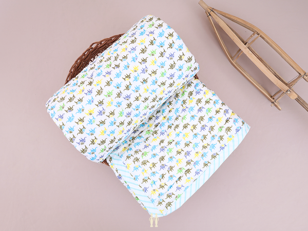 Elephant Printed Design White Cotton Single Kids Bedspread