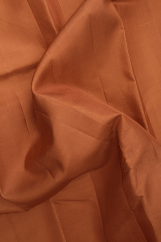 Elephant Zari Border Earthy Brown Kanchipuram Silk Saree