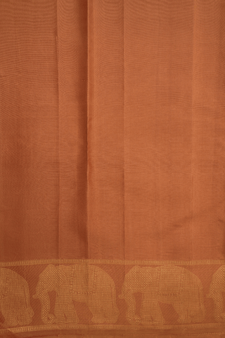 Elephant Zari Border Earthy Brown Kanchipuram Silk Saree