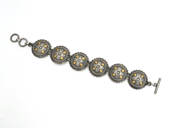 Embossed Dual Tone Pure Silver Bracelet