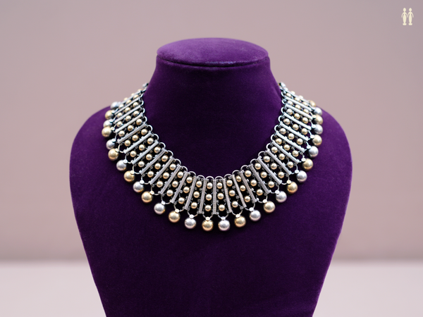 Embossed Dual Tone Pure Silver Necklace