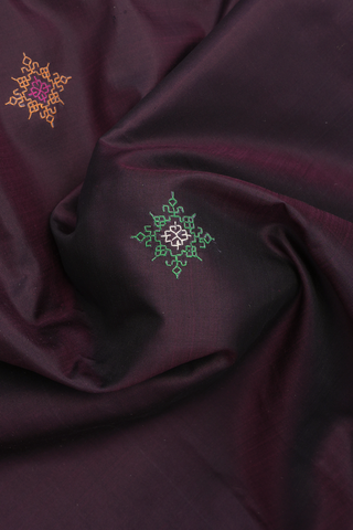 Embroidered Buttas Plum Brown Kanchipuram Silk Saree