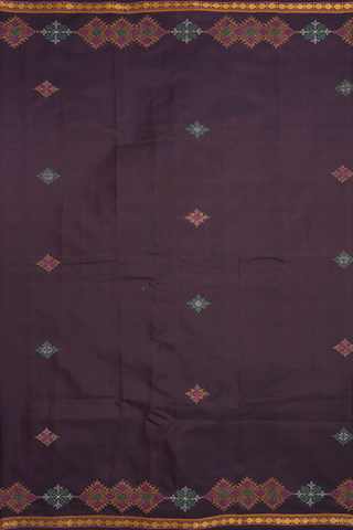 Embroidered Buttas Plum Brown Kanchipuram Silk Saree
