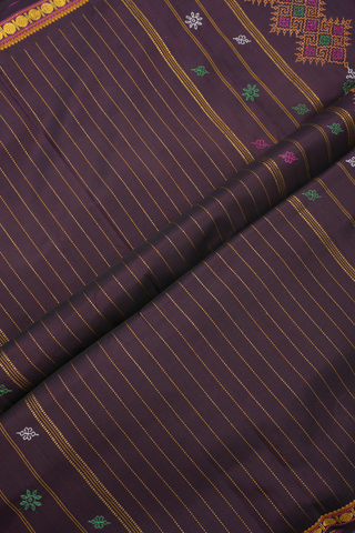Embroidered Buttas Plum Brown Kanchipuram Silk Saree