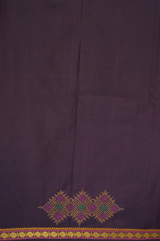 Embroidered Buttas Plum Brown Kanchipuram Silk Saree