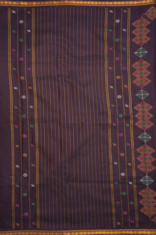 Embroidered Buttas Plum Brown Kanchipuram Silk Saree