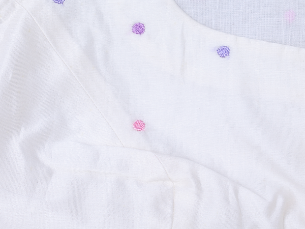 Embroidered Buttis White Linen Readymade Blouse