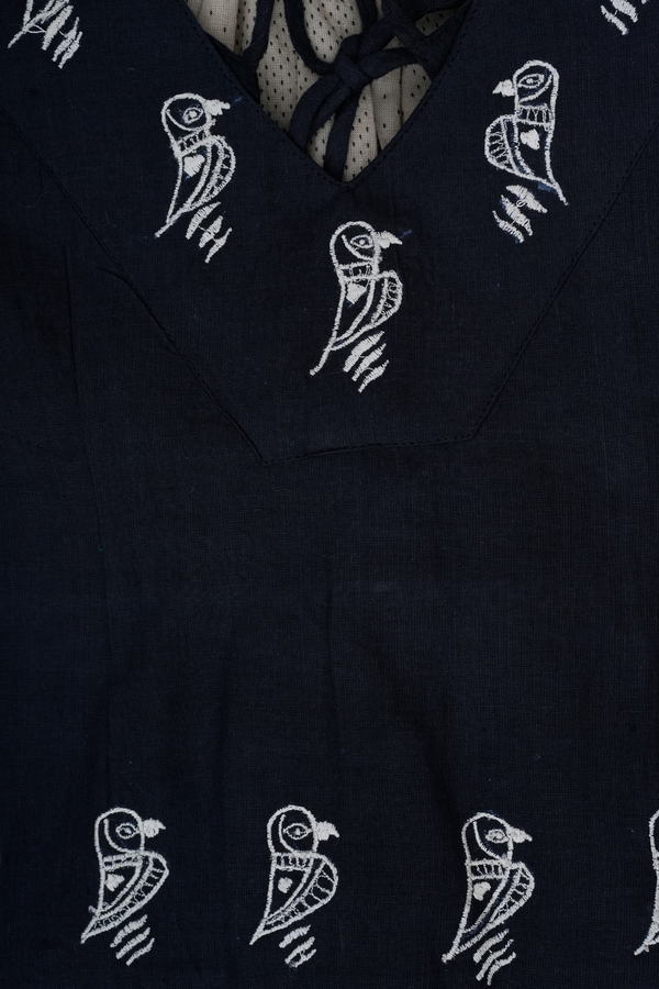 Embroidered Design Black And Brown Readymade Pavadai Sattai