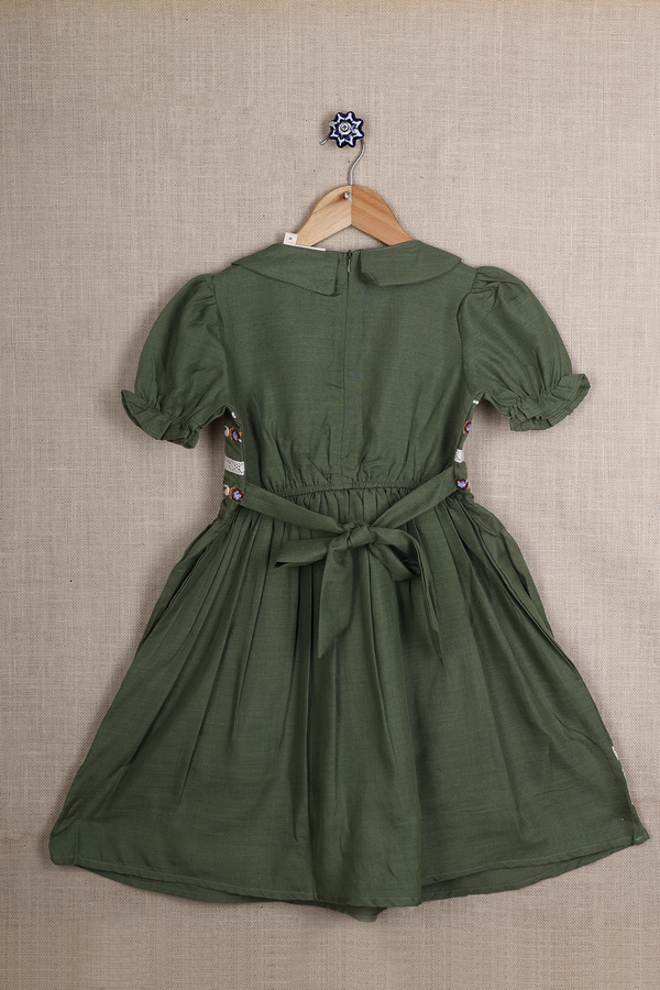 Embroidered Design Chalet Green Cotton Frock