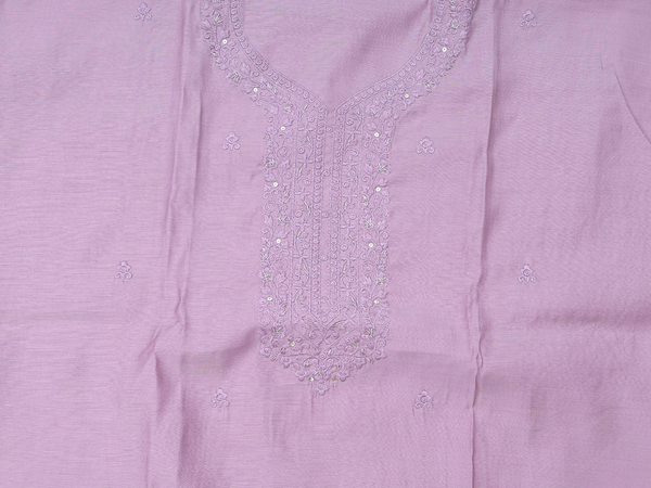 Embroidered Design Dusty Lavender Silk Cotton Salwar Material