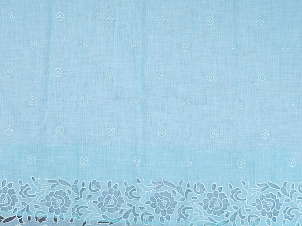 Embroidered Design Mint Blue Linen Unstitched Salwar Set