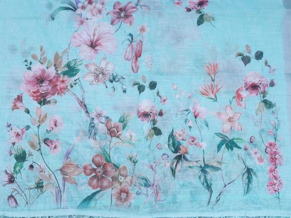 Embroidered Design Mint Blue Linen Unstitched Salwar Set