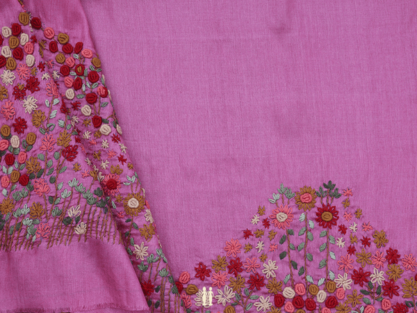 Embroidered Design Pink Tussar Silk Blouse Material