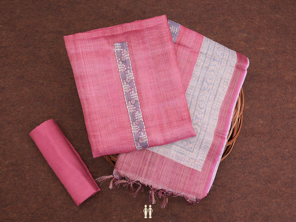 Plain Punch Pink Silk Cotton Unstitched Salwar Material