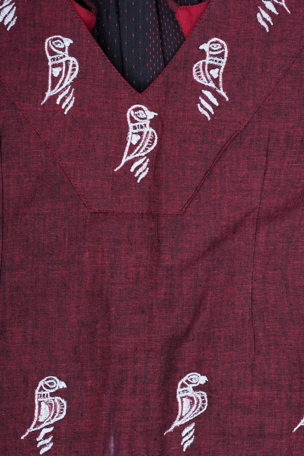 Embroidered Design Red And Black Readymade Pavadai Sattai