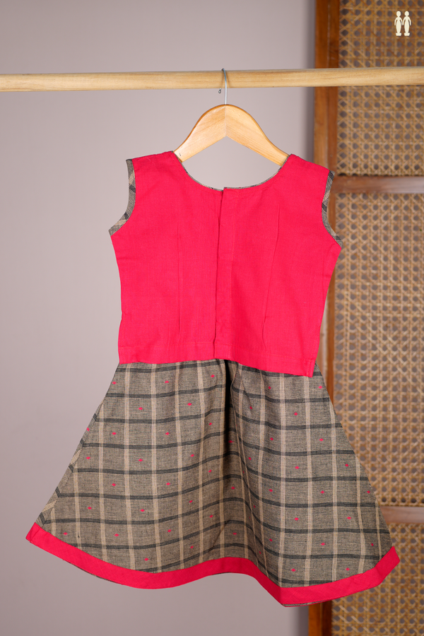 Embroidered Design Red And Brown Readymade Pavadai Sattai