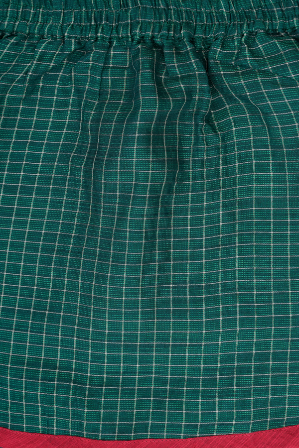 Embroidered Design Red And Green Readymade Pavadai Sattai