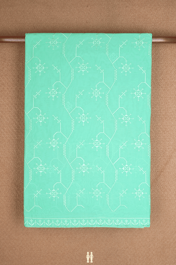 Embroidered Design Seafoam Green Ahmedabad Cotton Saree